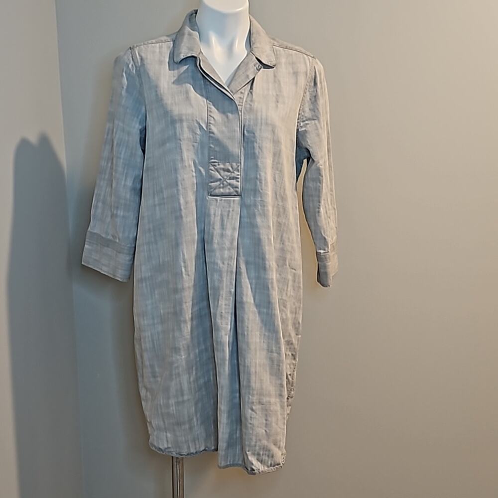 Soft Surroundings Tencel Lyocell Light Grey Shirt Dress - Women’s Size 14